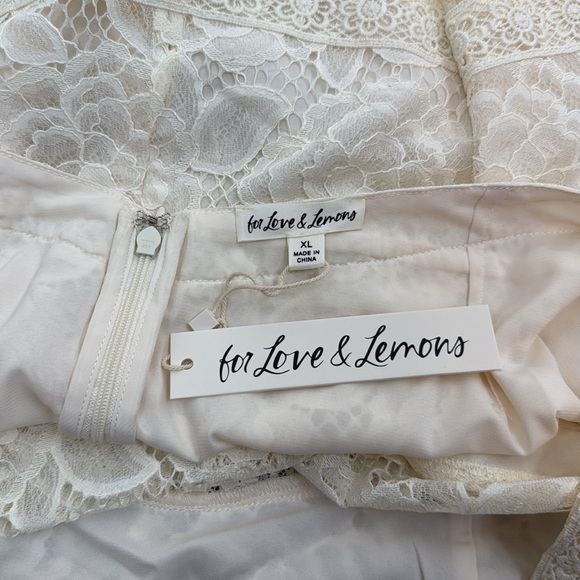 For Love &Lemons Cleo Mini Dress in Ivory Size X-Large NWT - Picture 9 of 10